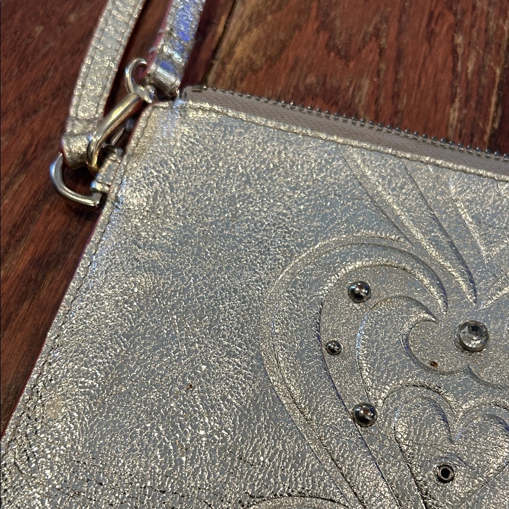 Brighton Metallic Silver Heart Embellished Wristlet - Picture 4 of 10